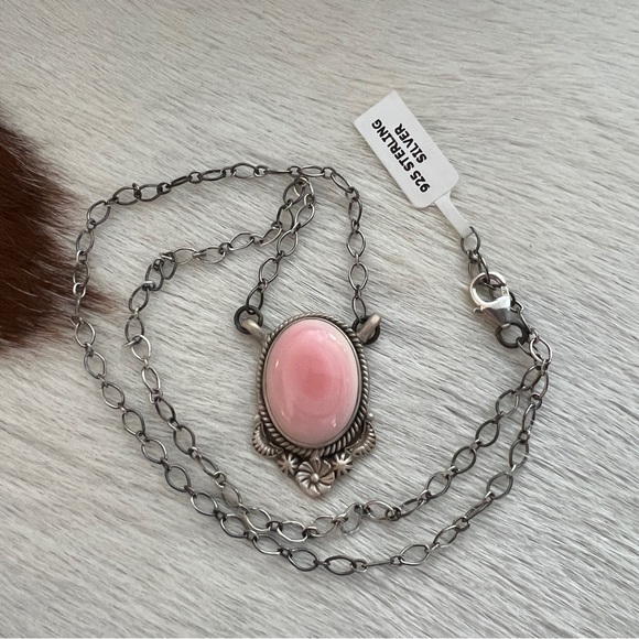 ❤️ Quality Queen Pink Conch Pendant Adjustable Necklace 18.5” Matte Sterling 10G - Picture 5 of 12